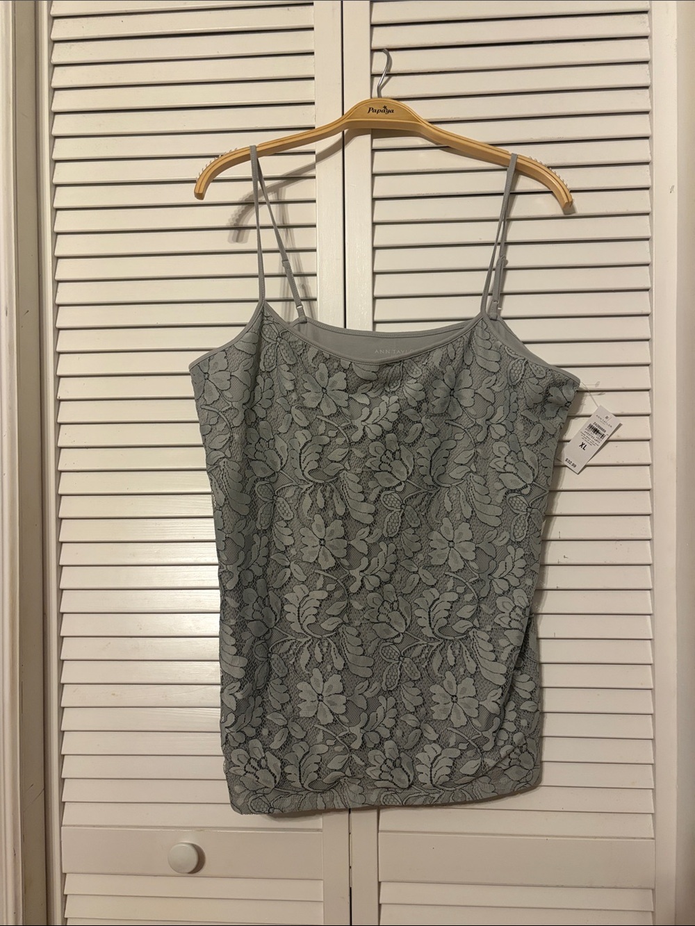 NWT Ann Taylor Lace   Overlay Cami Tank Top - Gray